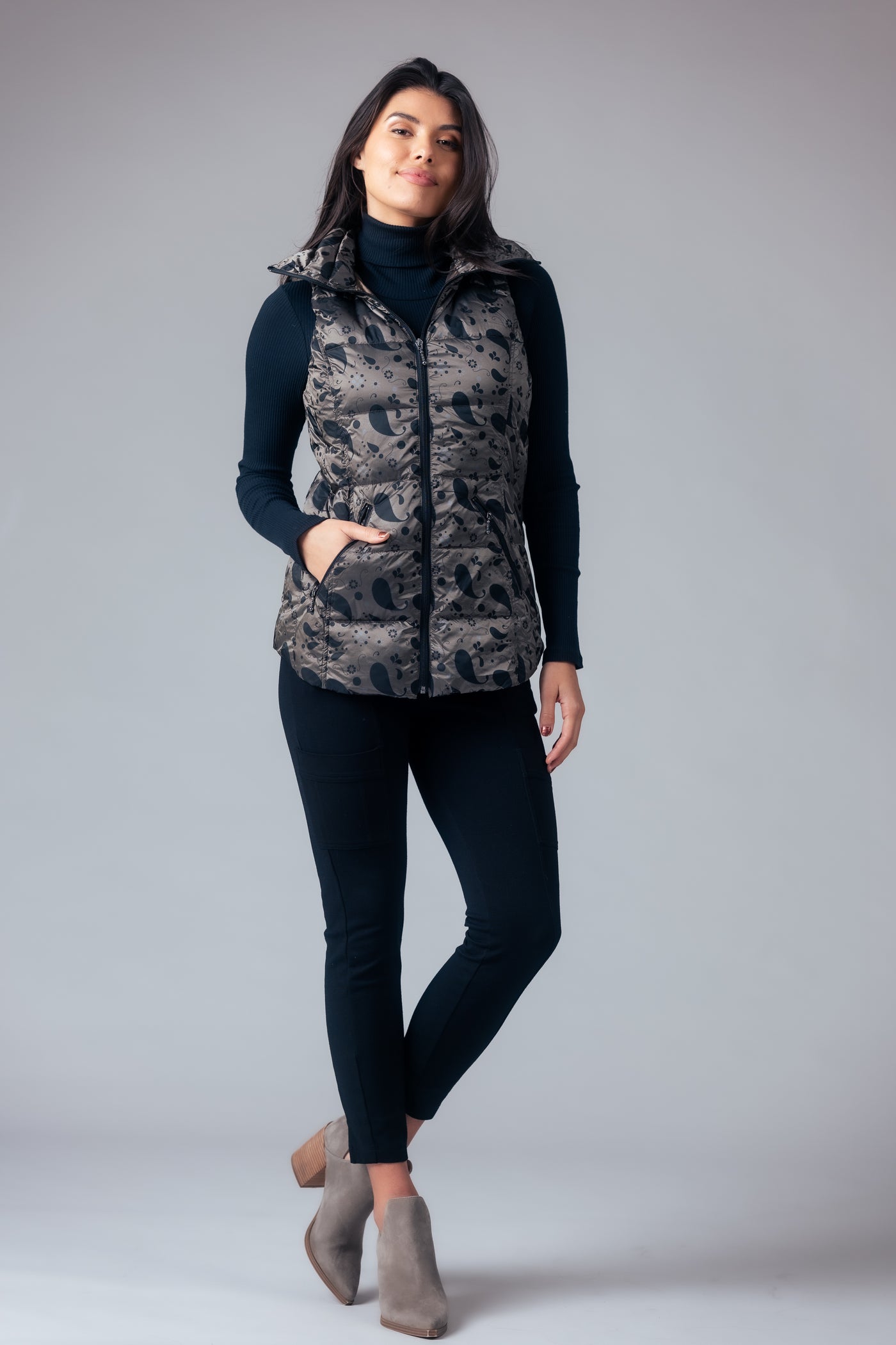 Printed Short Metallic Down Vest