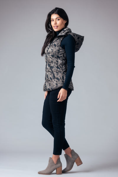 Printed Short Metallic Down Vest