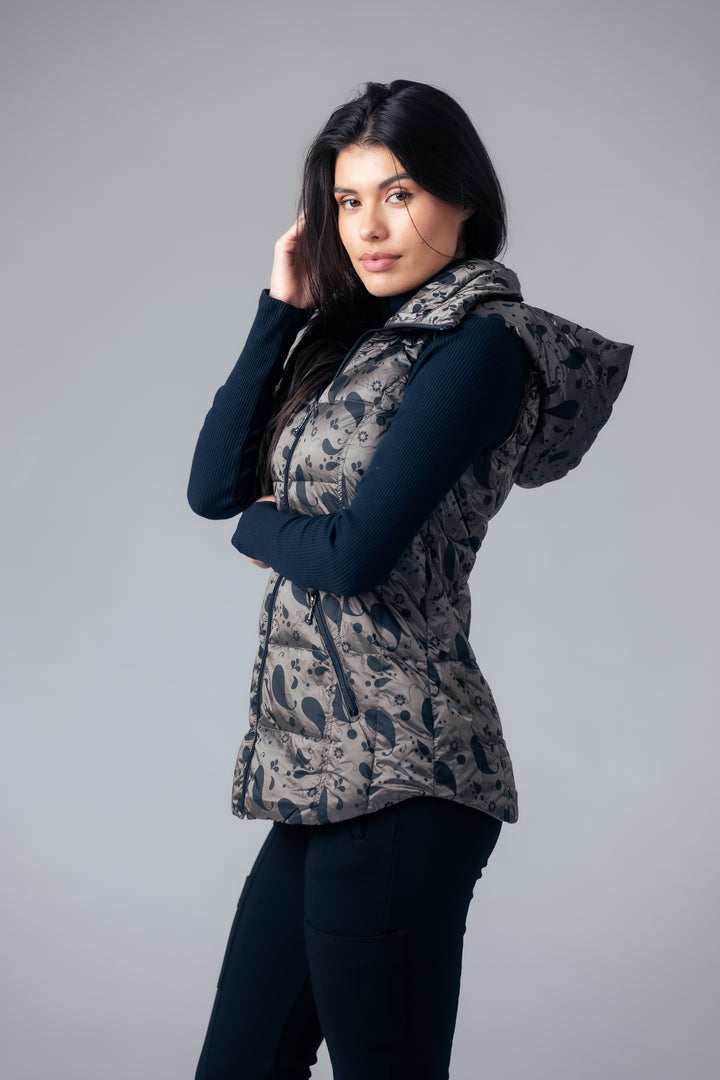 Printed Short Metallic Down Vest