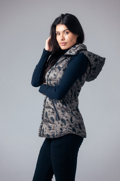Printed Short Metallic Down Vest