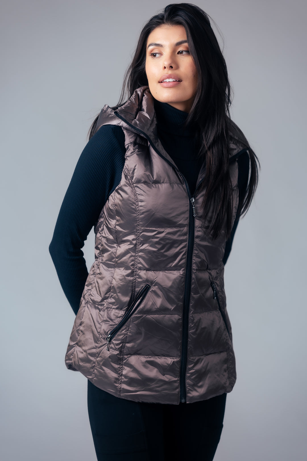 Short Metallic Down Vest