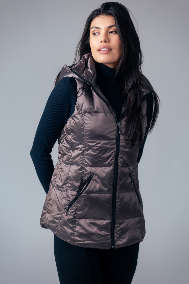 Short Metallic Down Vest