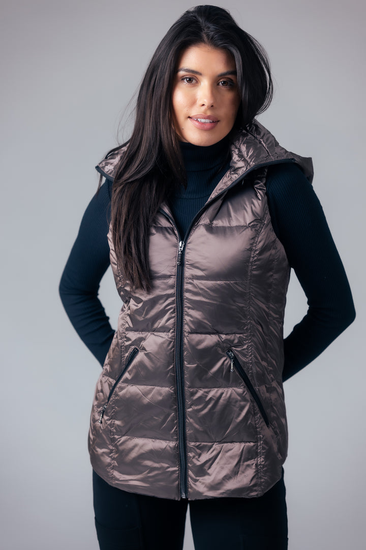 Short Metallic Down Vest