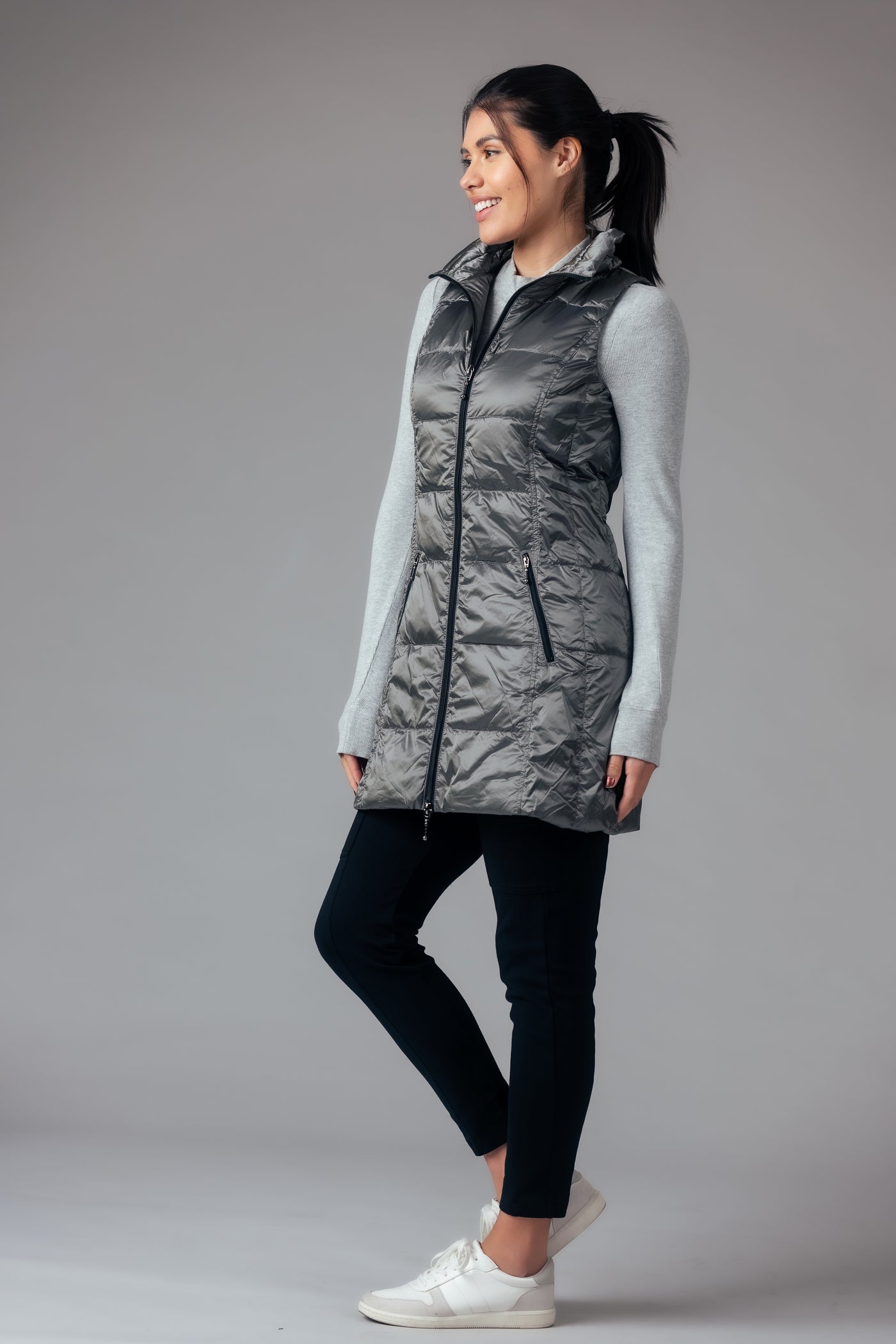Long Metallic Down Vest