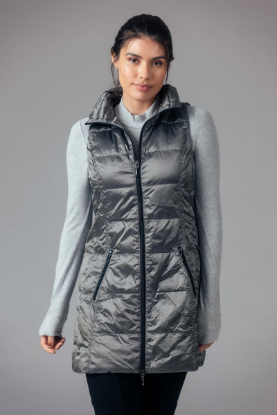 Long Metallic Down Vest