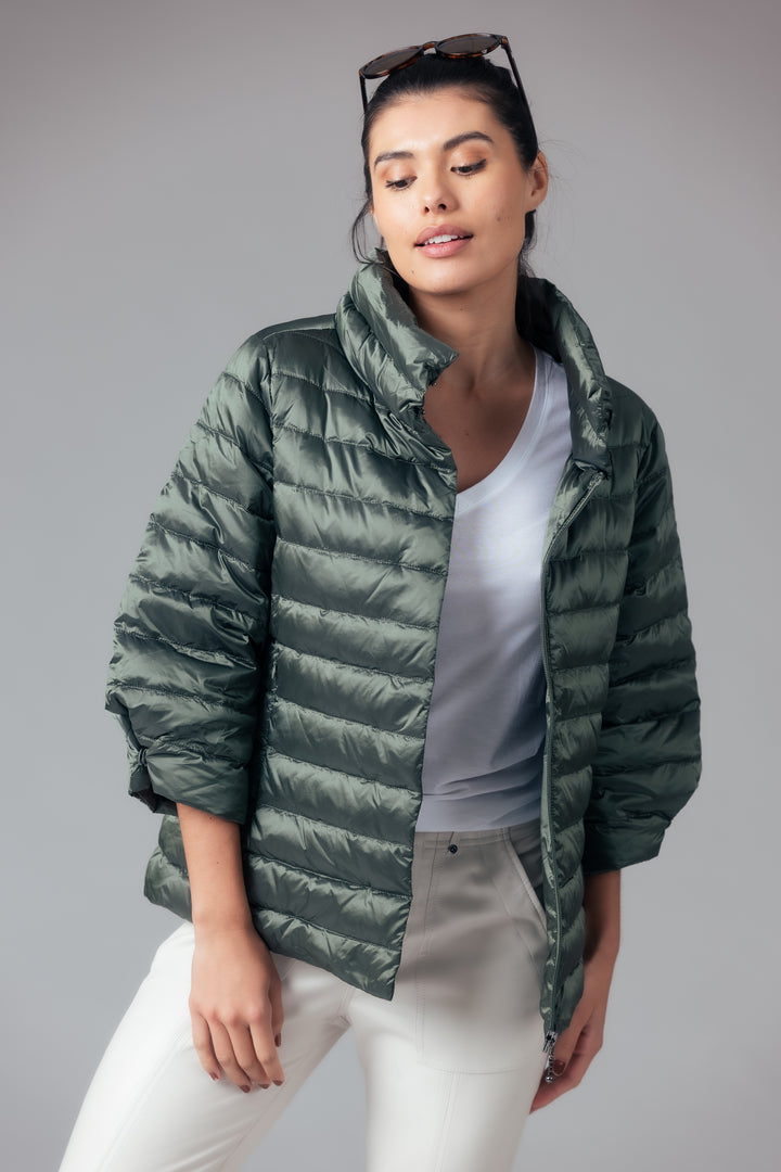 Iridescent Crop Sleeve Puffer Jacket