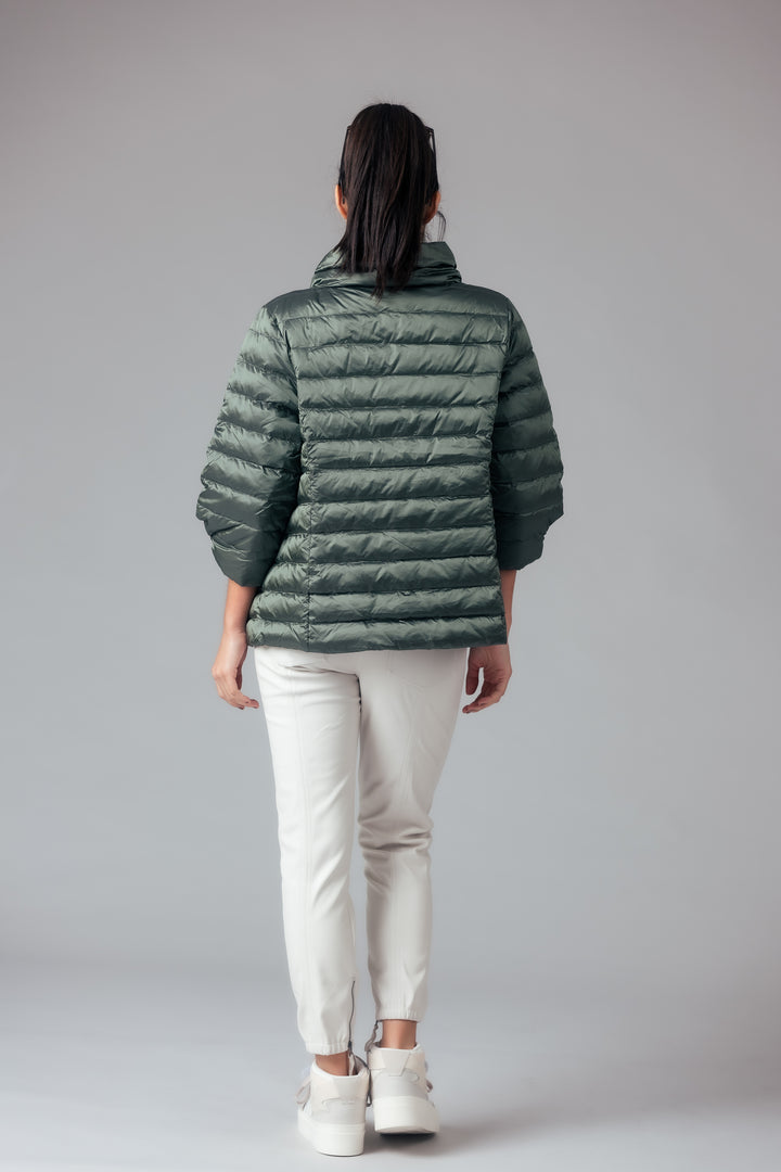 Iridescent Crop Sleeve Puffer Jacket