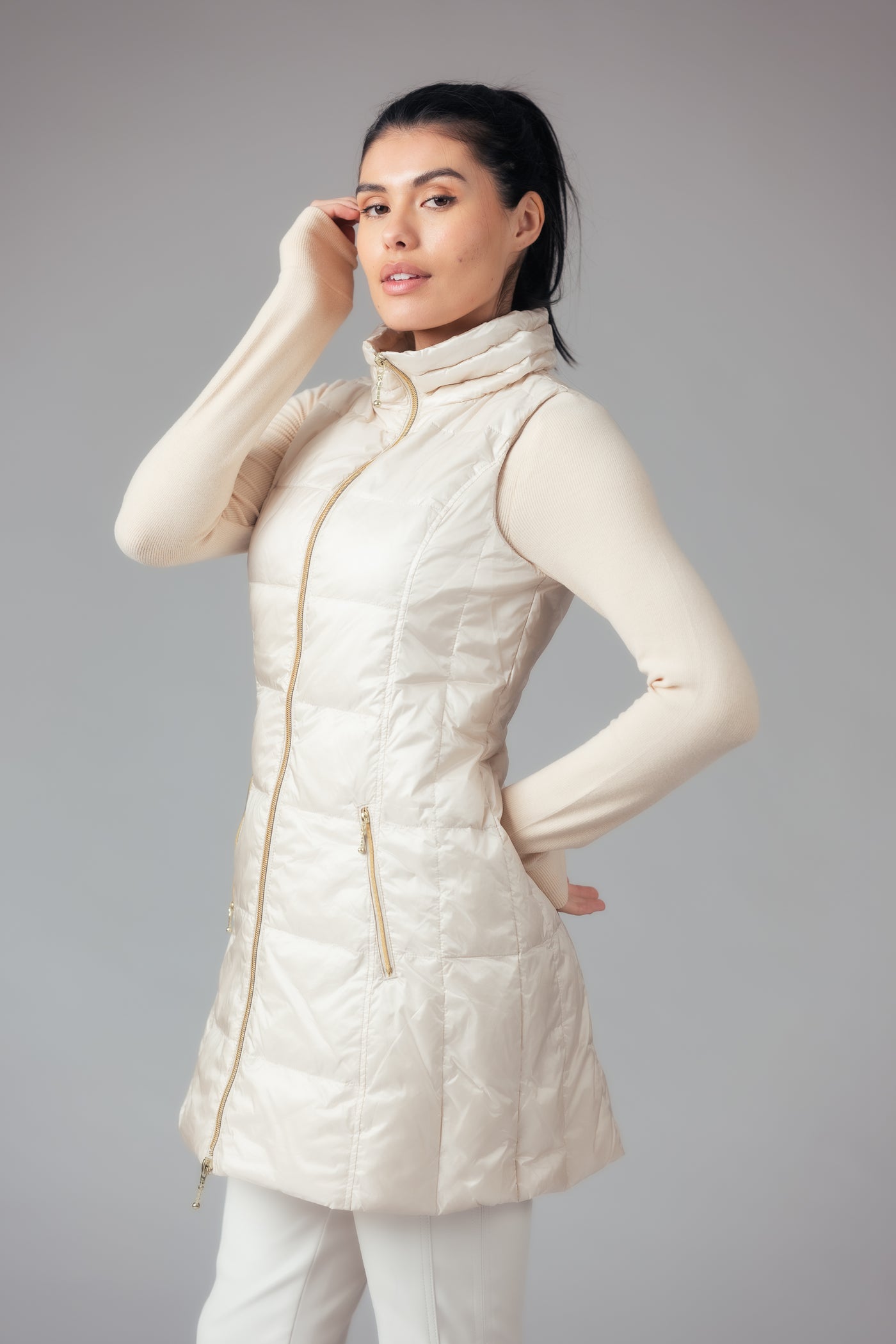 Long Metallic Down Vest