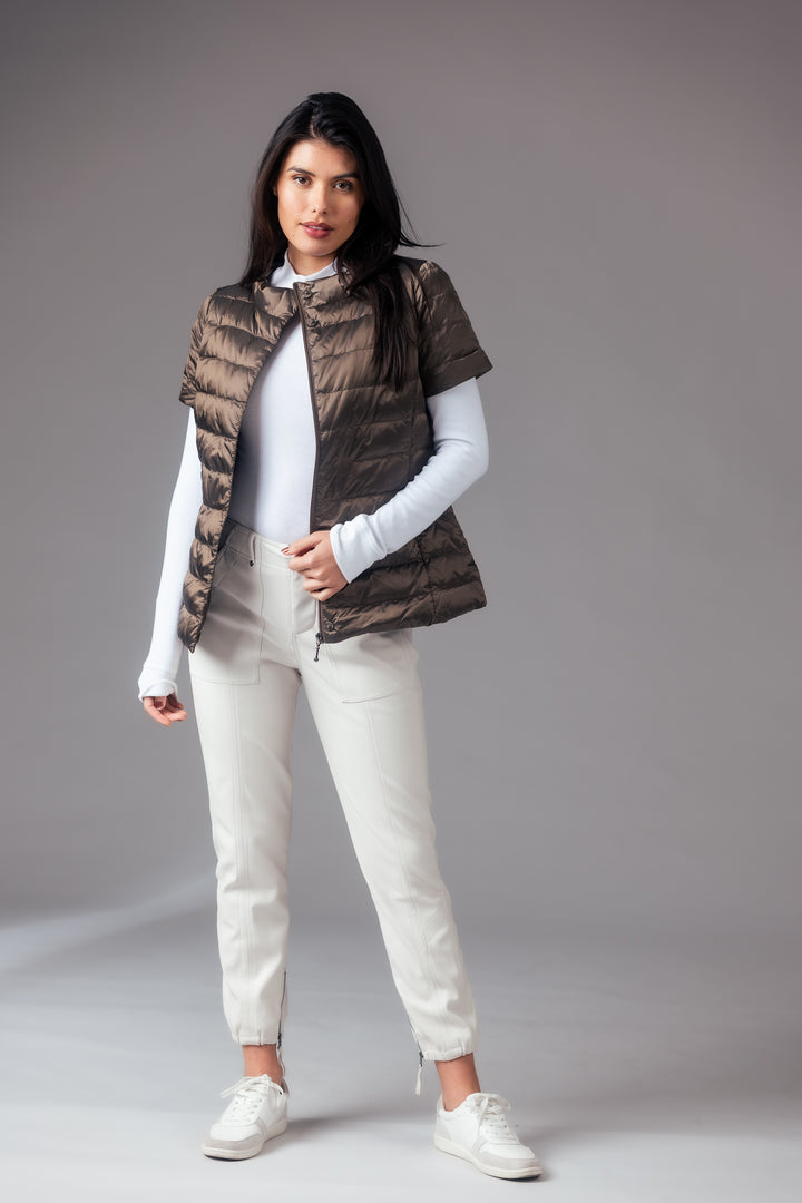 metallic Short Sleeve Puffer Jacket