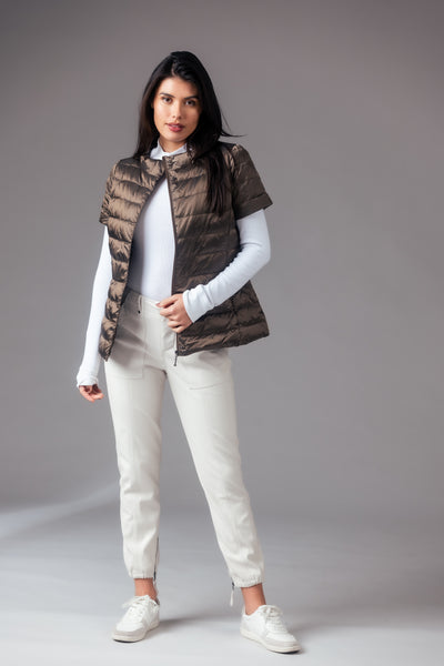 metallic Short Sleeve Puffer Jacket