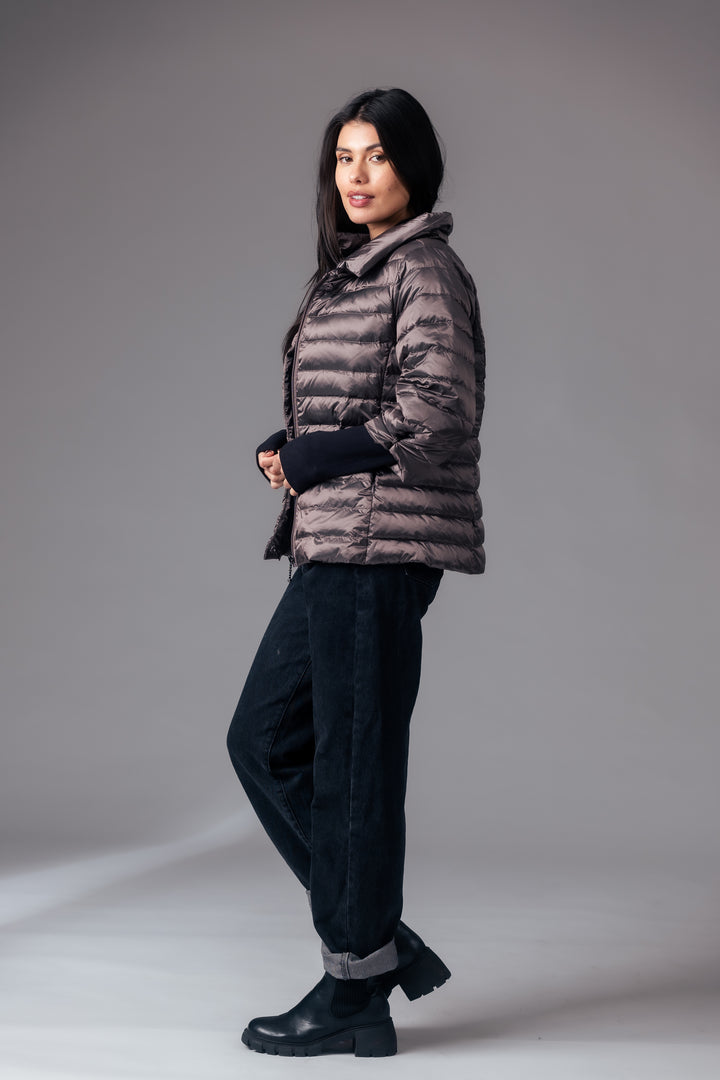 Iridescent Crop Sleeve Puffer Jacket