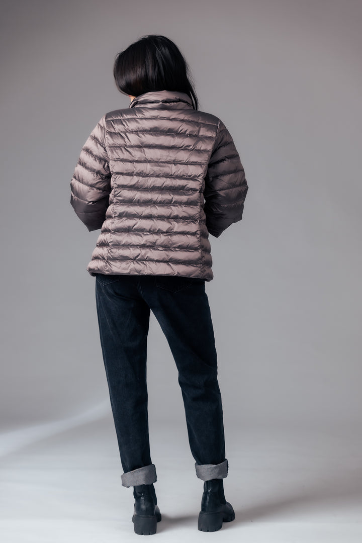 Iridescent Crop Sleeve Puffer Jacket