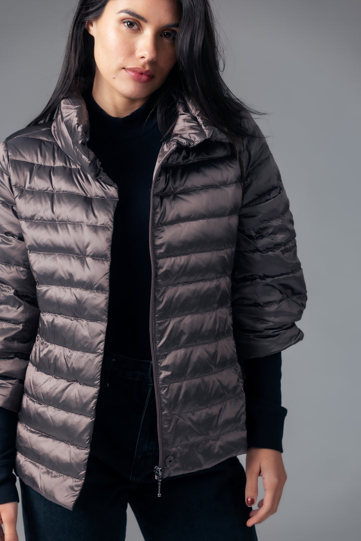 Iridescent Crop Sleeve Puffer Jacket