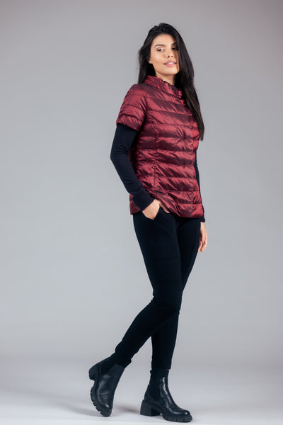 metallic Short Sleeve Puffer Jacket