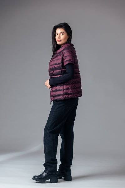 metallic Short Sleeve Puffer Jacket