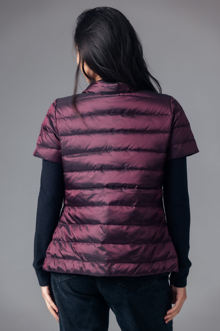 metallic Short Sleeve Puffer Jacket