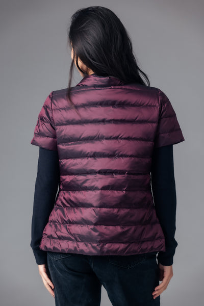 metallic Short Sleeve Puffer Jacket