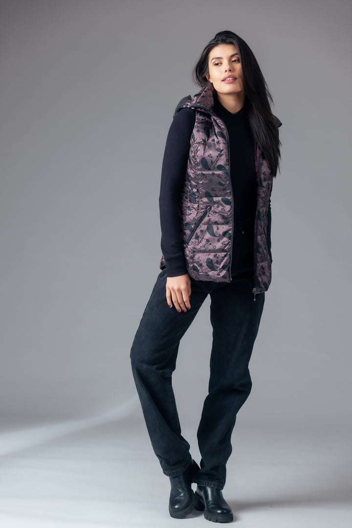 Printed Short Metallic Down Vest