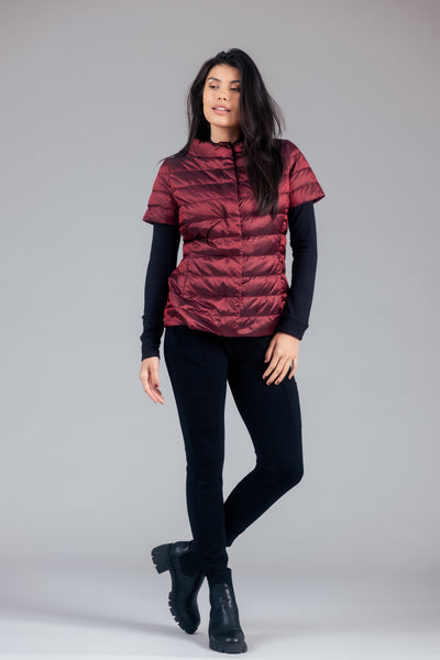 metallic Short Sleeve Puffer Jacket