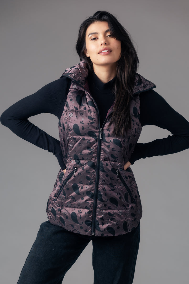 Printed Short Metallic Down Vest