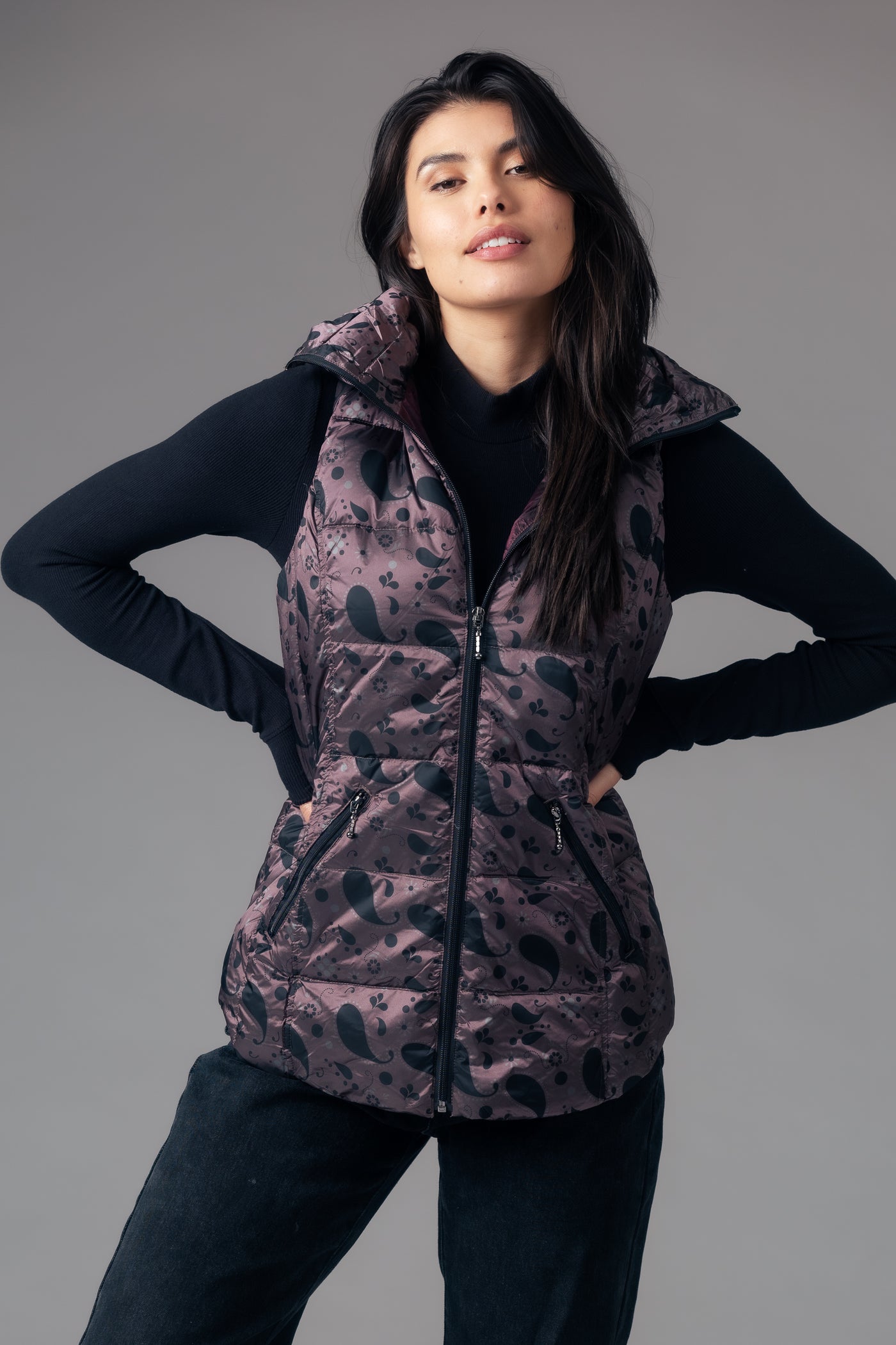 Printed Short Metallic Down Vest