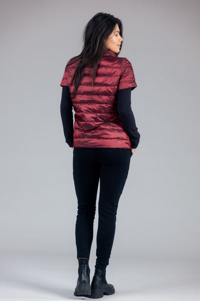 metallic Short Sleeve Puffer Jacket