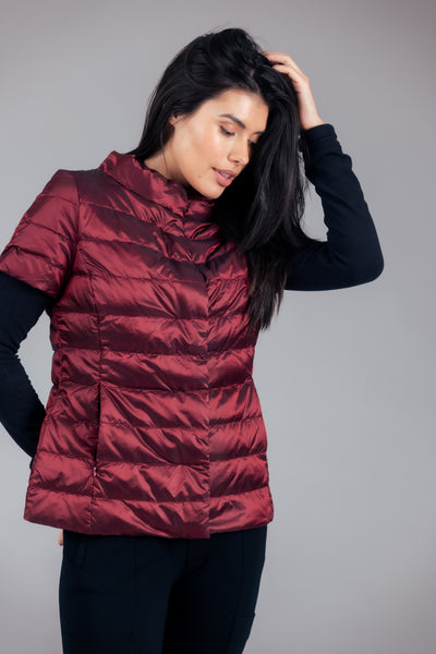 metallic Short Sleeve Puffer Jacket