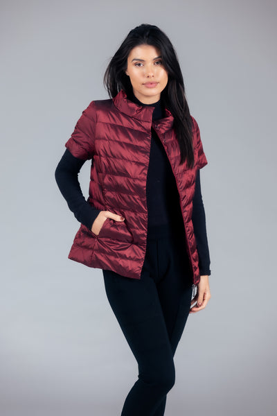 metallic Short Sleeve Puffer Jacket