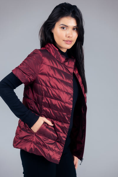 metallic Short Sleeve Puffer Jacket