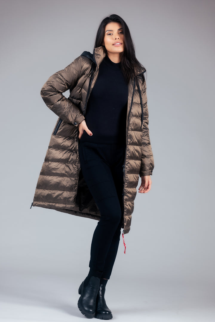 Quilted Hooded Long Puffer Coat