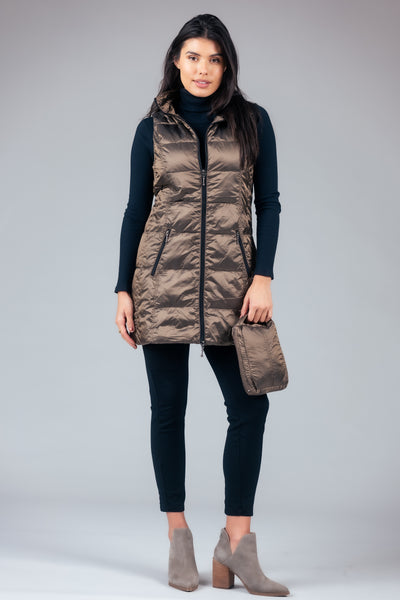 Long Metallic Down Vest