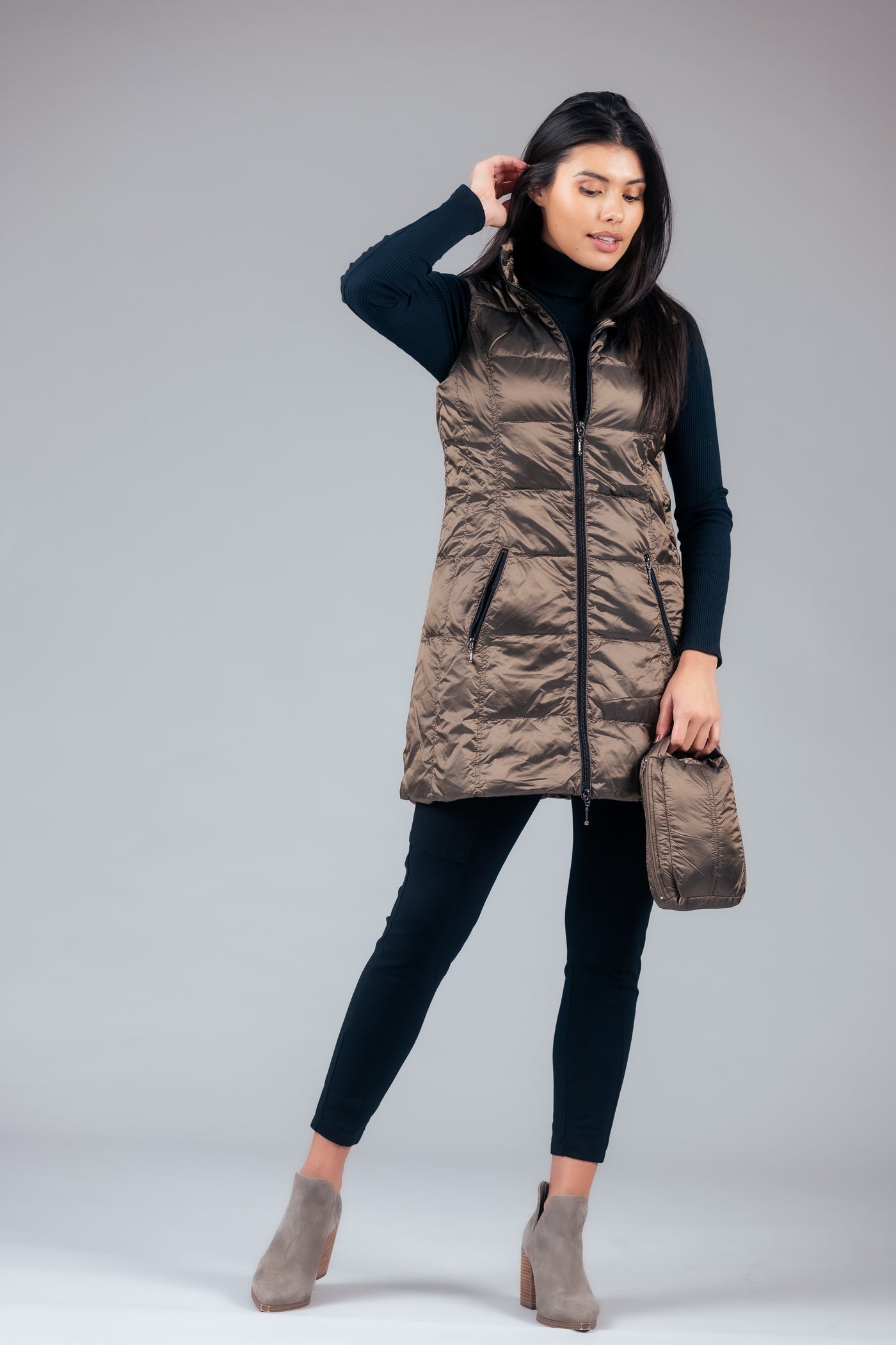 Long Metallic Down Vest