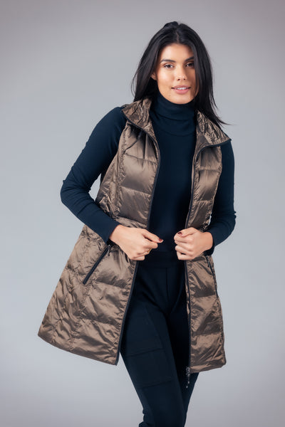 Long Metallic Down Vest