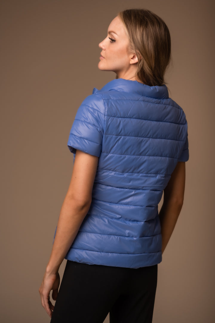 colorful short sleeve puffer jacket