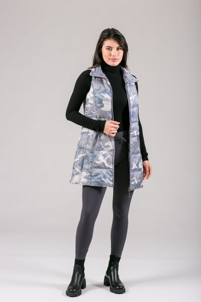 Long Printed Down Vest