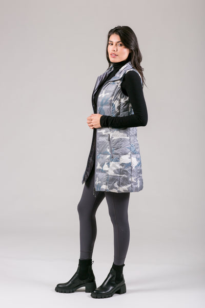 Long Printed Down Vest