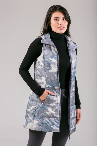 Long Printed Down Vest