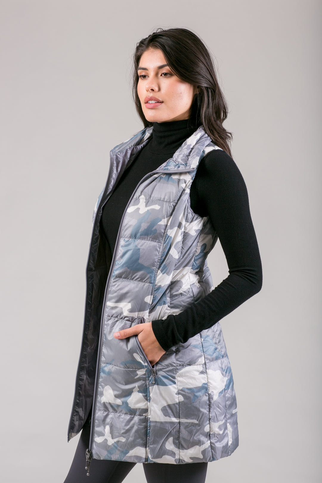 Long Printed Down Vest