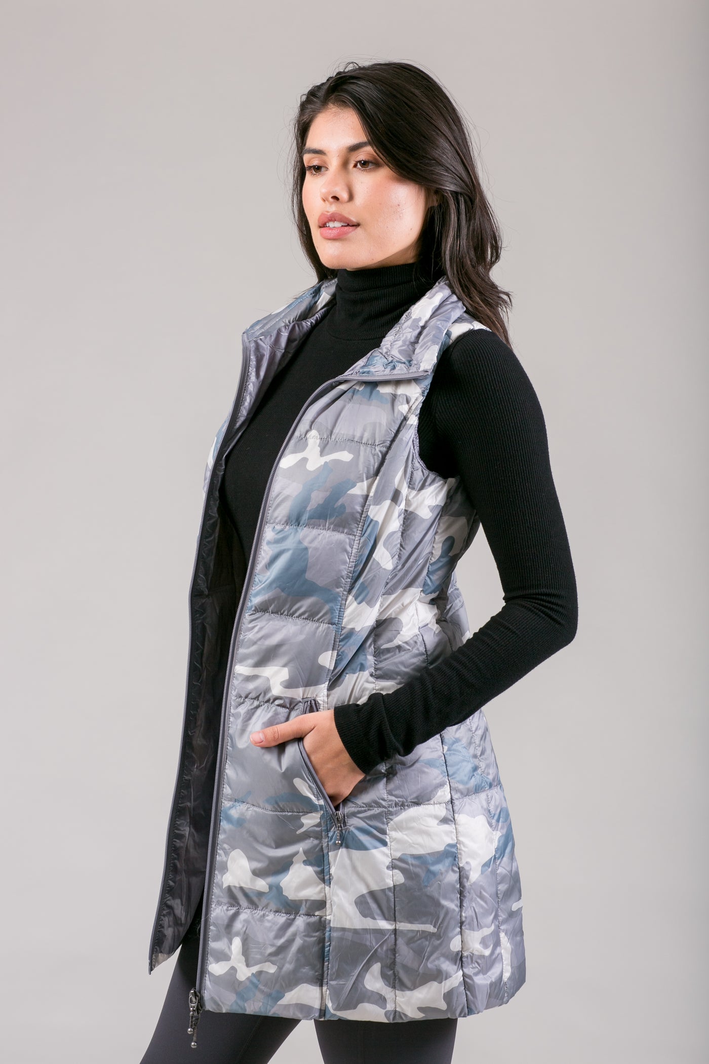 Long Printed Down Vest