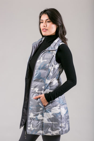 Long Printed Down Vest