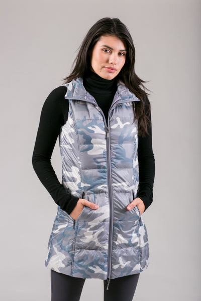 Long Printed Down Vest