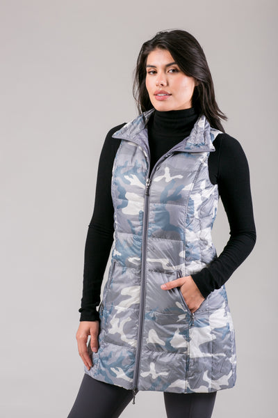 Long Printed Down Vest