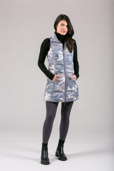 Long Printed Down Vest