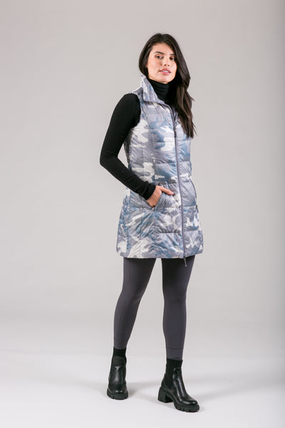 Long Printed Down Vest