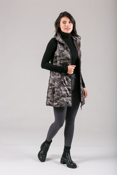 Long Printed Down Vest