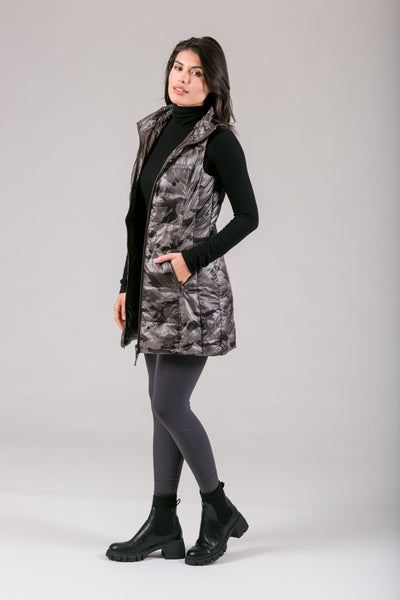 Long Printed Down Vest