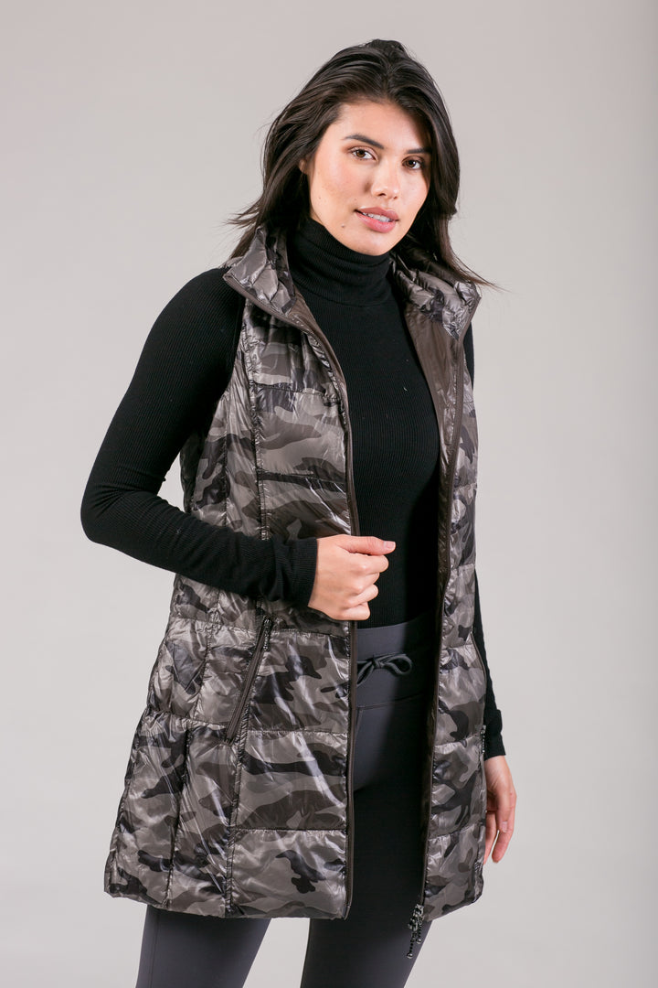 Long Printed Down Vest