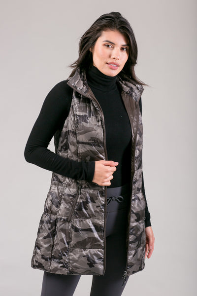 Long Printed Down Vest