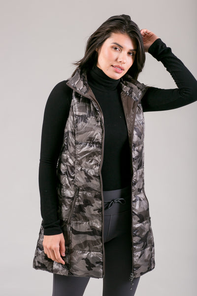 Long Printed Down Vest