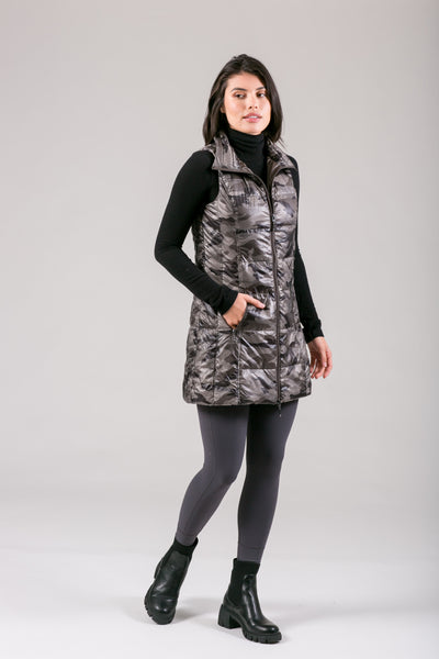 Long Printed Down Vest